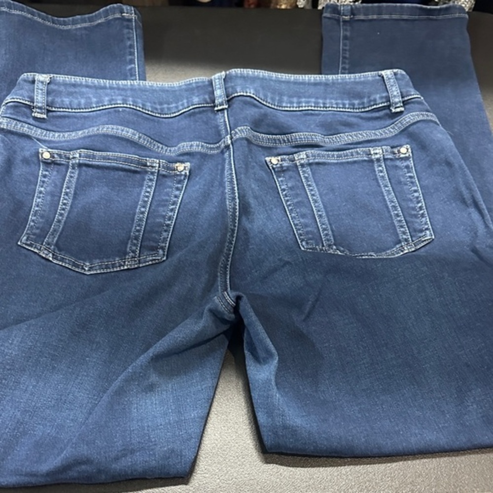 A107.   Chico's Blue Straight Leg mid rise Jeans